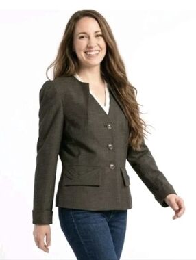 ANTONIO MELANI Brown Blazer Women's Tailored Career Jacket  Shoulder Pad Size 12